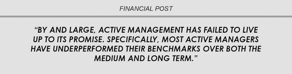 Financial Post headline: the average money manager struggles to even beat the
            market's performance of about 7% per year on average